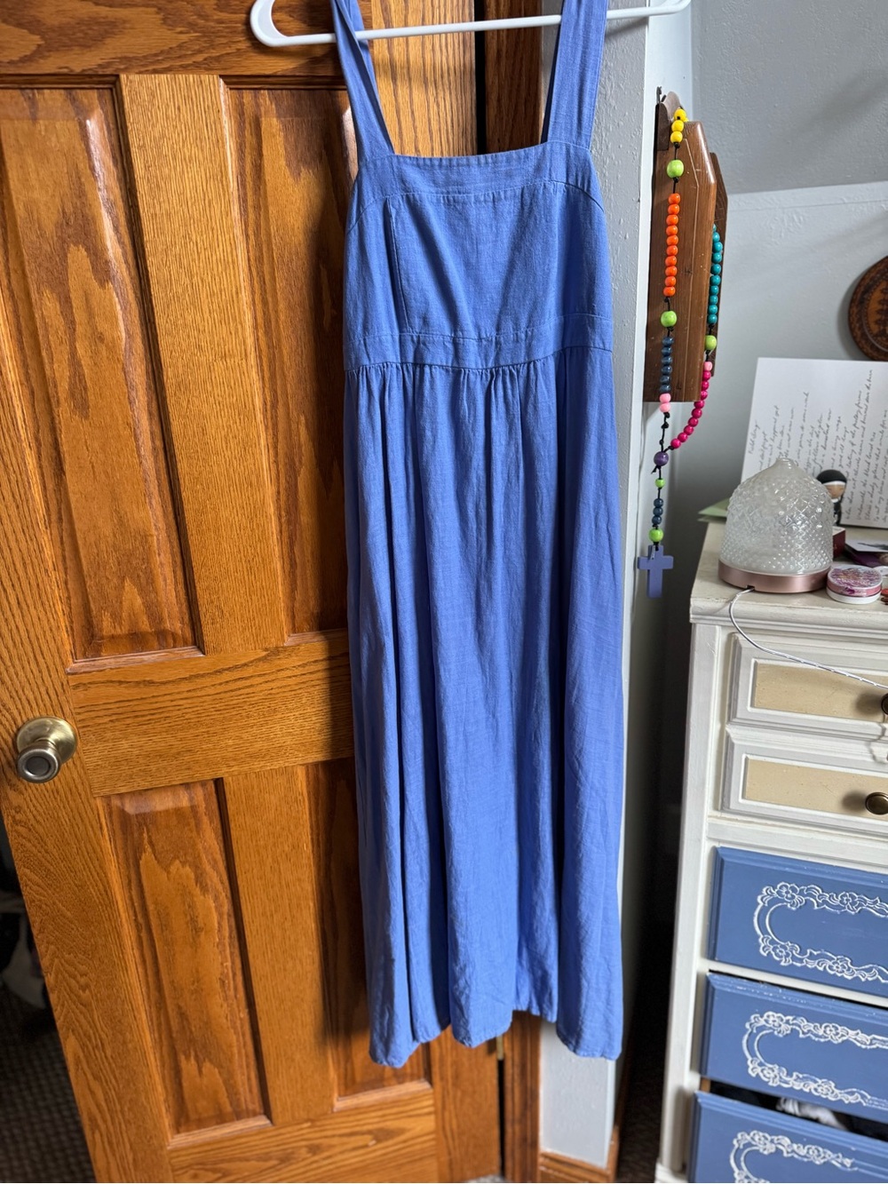 Cornflower Blue Women's linen Maxi Sundress